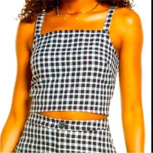 NEW! Plaid Smocked Crop Halter Top NWOT